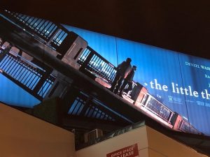 Warner Bros The Little Things billboard on the Sunset Strip at night, 9157 Sunset Boulevard